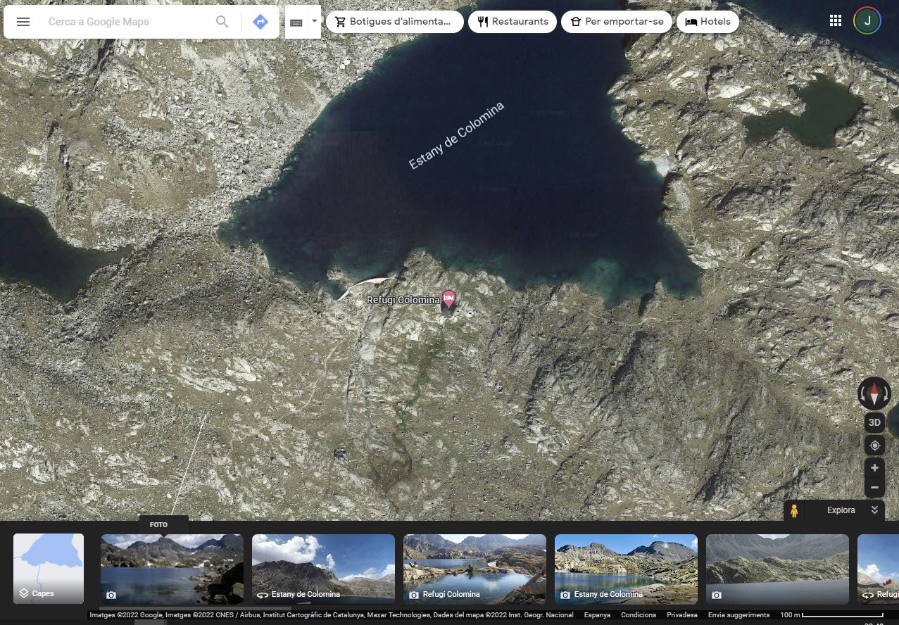 Captura de pantalla con Google Maps para planificar astrofotografias