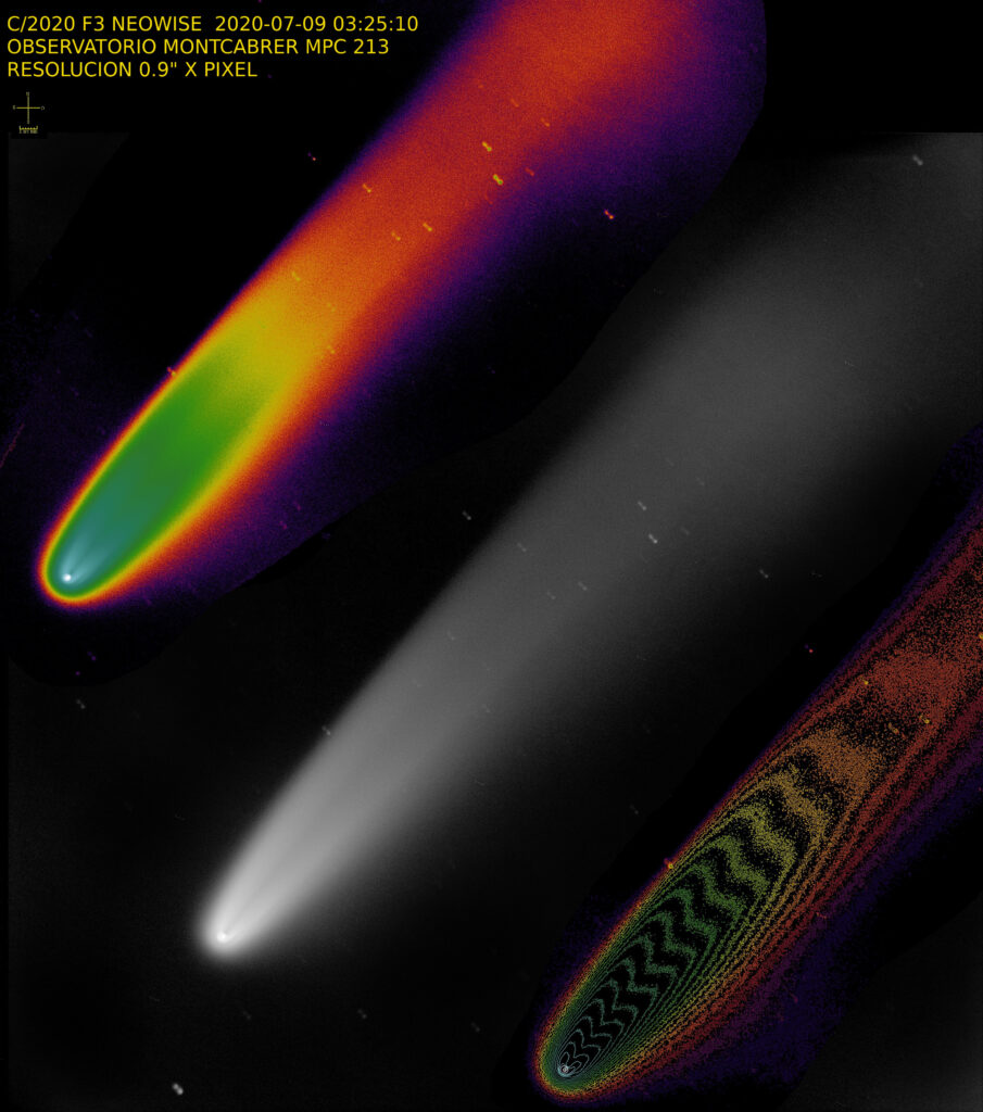 Cometa C/2020 F3 Neowise con diversas visualizaciones. foto Ramon Naves